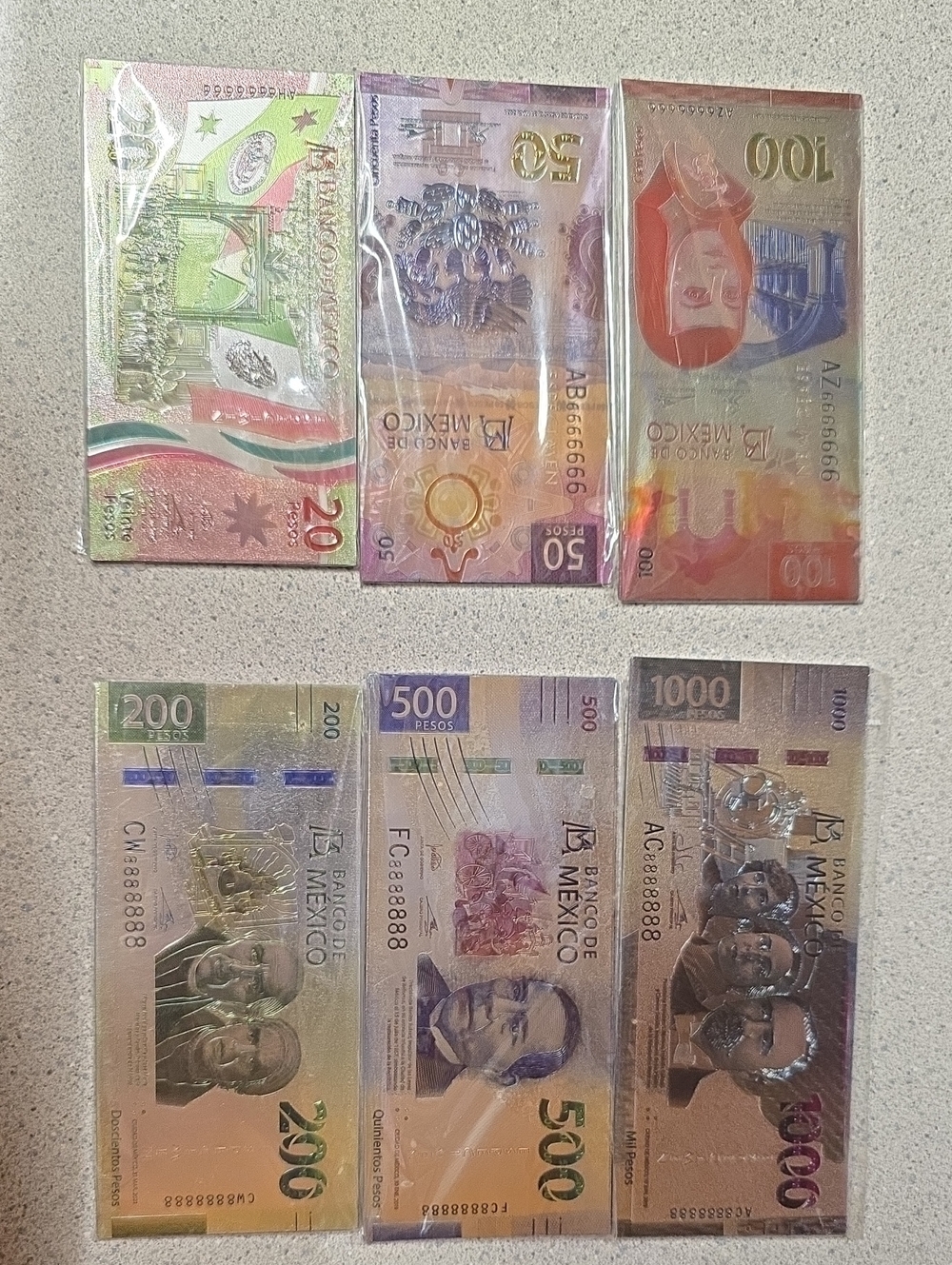 Mexican Peso Fridge Magnets Set - Colorful Collectible Magnets